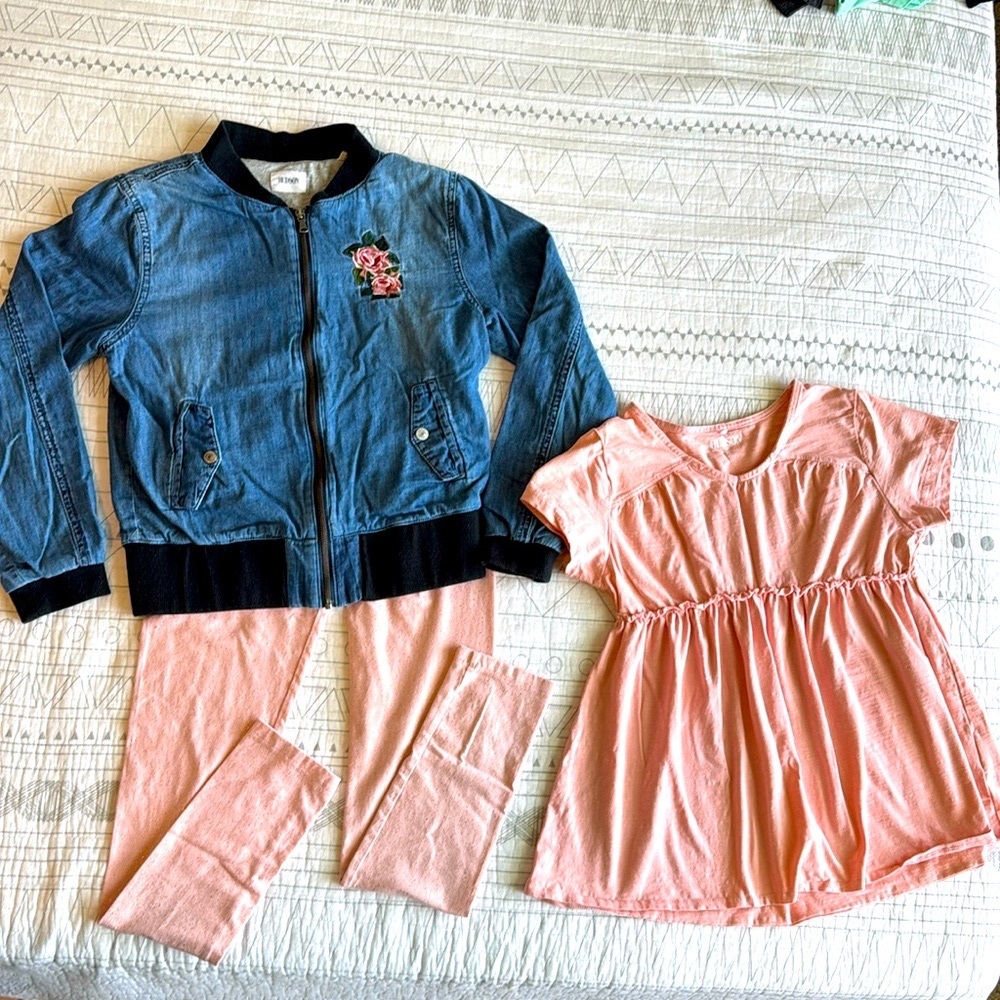 EUC Girls XL Huston embroidered jacket and babydoll tee / XL Gymboree leggings